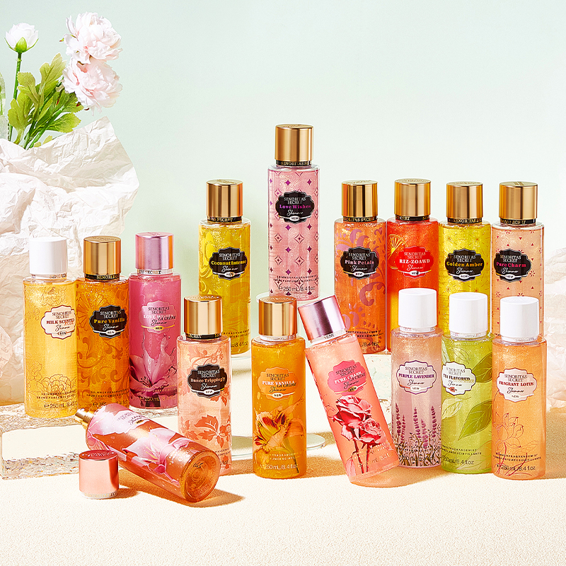 250 ml Körperspray, parfümiertes Glitzer-Schimmer-Spray, Blumenduft, feiner Sprühnebel, Körperspray für Frauen