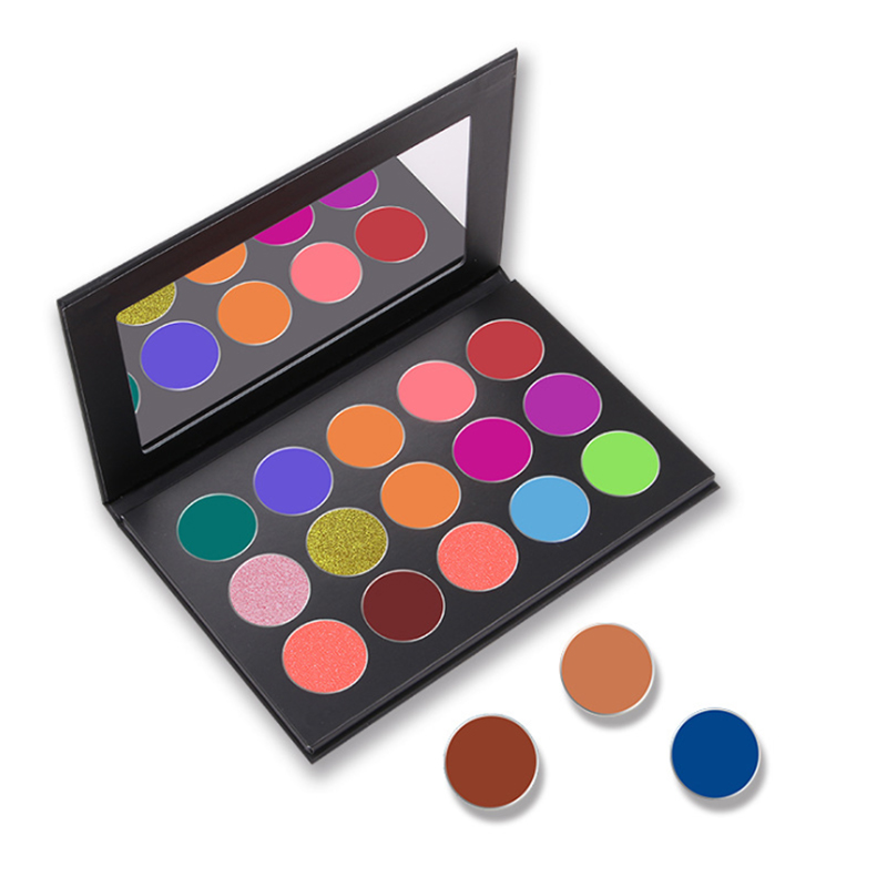 Make up Cosmetics 15-Farben-Lidschatten-Palette mit gepresstem Glitzer und mattem Schimmer